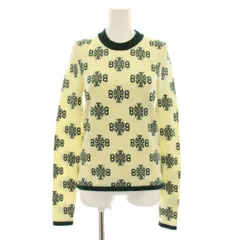 バリー ニット クルーネック 長袖 ロゴ 総柄 カシミヤ アイボリー 緑 バリー BARRIE ニット セーター クルーネック 長袖 ロゴ 総柄 カシミヤ