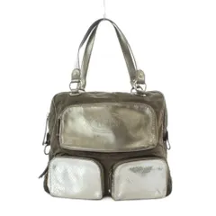 トッズ TOD'S ハンドバッグ トートバッグ 茶色 ブラウン シルバー色 外ポケット複数 /RI ■OS