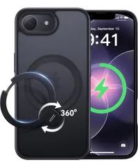 ★CASEKOO iPhone 17e/16e 用 ケース 米軍MIL規格 耐衝撃 MagSafe対応 高耐久性【横縦両立・角度自由調整】急速充電対応 指紋防止/マット仕上げ/黄変防止/半透明 超強磁力「MagicStand Pro」(ブラック)
