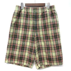ビームス BEAMS ヘビーフランネル チェック ビーチ ショーツ イージー ハーフパンツ クリーム M 11-25-2337-803