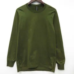 カズユキ クマガイ アタッチメント KAZUYUKI KUMAGAI ATTACHMENT 60/2 ギザ シルキー 天竺 クルーネック 長袖 Tシャツ カットソー カーキ 1 KJ83-004のサムネイル