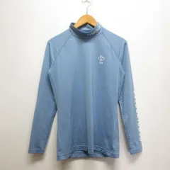 パーリーゲイツ PEARLY GATES 美品 ゴルフウェア 長袖 ハイネック シャツ 3 ブルー 日本製 正規品