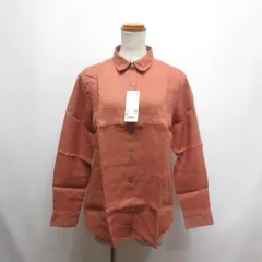 ユニクロ UNIQLO プレミアムリネン 長袖 シャツ M ブラウン 麻 タグ付き