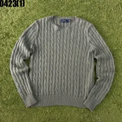 ポロ ラルフローレン ケーブルニット グレー M ポニー あり