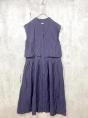 美品 simplicite シンプリシテェ ノースリーブ レイヤード風前開き ワンピース 紺 ■◆ レディース