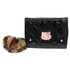 日焼けハローキティ財布エナメルキルトPミニ財布ブラック