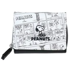 スヌーピー財布コミック柄ラウンドファスナーウォレットホワイト