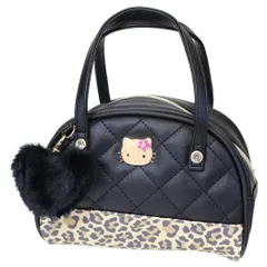 日焼けハローキティコスメポーチキルトヒョウ柄ボストンポーチベージュ