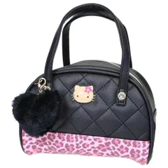 日焼けハローキティコスメポーチキルトヒョウ柄ボストンポーチピンク