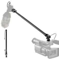 Ulanzi ZJ08 マイクブームポール コールドシュー マイクブームアーム 43cm-1m 3段伸縮 3.5mm TRSオス-メスケーブル内蔵 軽量 折り畳み式 180°角度調節可能 金属製 カメラマイクアーム カメラマイクスタンド 耐荷 fba0586c