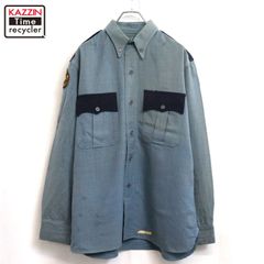 50s vintage モーターサイクル チェーンステッチ チンスト ウール ボタンダウン 長袖シャツ メンズ XLサイズ相当 ビッグサイズ オーバーサイズ