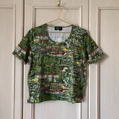 / バラ色の暮し バラクラ BARAKURA 花柄 総柄 ブラウス シャツ トップス Tシャツ グリーン みどり 緑色 ミドリ お呼ばれ デート オフィスカジュアル フォーマル かわいい 上品 可愛いのサムネイル