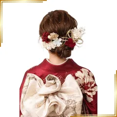 【新品】 [Ｂｒｉａ]成人式 卒業式 結婚式 七五三 ドライフラワー プリザーブドフラワー髪飾り 金箔付き ロープ (レッド) 1