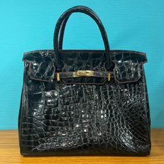 美品 キタムラ2 ボストンバッグ マットクロコ 南京錠 クロシェット