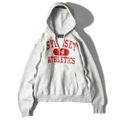 00s Champion 3段 カレッジ プリント オリジナル リバースウィーブ スウェット フード パーカー / 00年代 オールド チャンピオン グレー