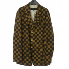 コムデギャルソンオム COMME des GARCONS HOMME 田中オム 総柄 ウールジャケット シングルブレスト Lサイズ ブラウン 茶 HI-J018-051-2-4