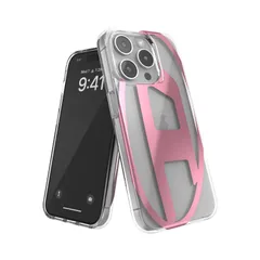 ケース Pro ブランド 15 iPhone クリア クリアケース（ディーゼル x Dロゴ iPhone15proケース メタリックピンクロゴ） DIESEL