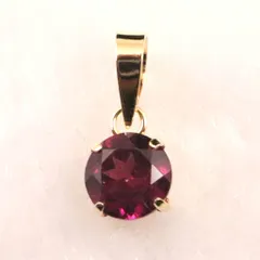 ロードライトガーネット 5mmラウンド ペンダントトップ チャーム K18YG  0.63ct 【榎本通商46625】