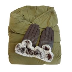 ストレッチダウンコート ラムレザー手袋 2点セット レディース Mサイズ ストレッチダウンコート ラムレザー手袋 2点セット レディース Mサイズ