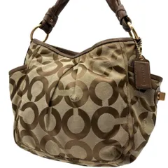 コーチ COACH ワンショルダーバッグ Y2K  オプアート ブラウン ベージュ キャンバス レザー ターンロック 肩掛け ハンドバッグ レディース 人気 ブランド 上品 高級感 おしゃれ きれいめ 通勤 通学 カジュアル 定番 トレンド