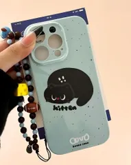 かわいい猫デザイン チェーン付き iPhone16ProMax / 17 / 15Pro / 14 / 13対応 スマホケース
