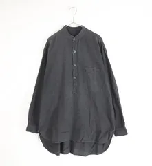 COMOLI ◆ Betashan over pullover shirt ベタシャン プルオーバー 長袖 シャツ 黒 サイズ3 バンドカラー コモリ ◆K2O