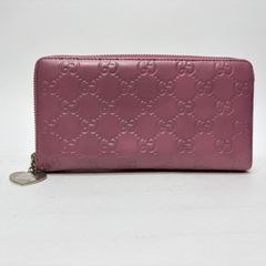 希少色✨GUCCI 長財布 シマレザー リボン ラウンドファスナー 紫 