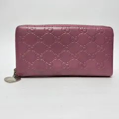 4146 GUCCI グッチ 長財布 シマレザー メタリック パープル レザー ラウンドファスナー