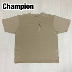 【美品】【未使用級】Champion BLACK EDITION チャンピオン ブラックエディション 半袖Tシャツ スポーツウェア XL ベージュ 濃紺 胸ポケット 着丈74cm 肩幅56cm 身幅(脇下)64cm 袖丈26.5cm【古着】