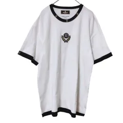  【美品】VALENZA PO SPORTSバレンザポースポーツ　半袖ニット　白　黒　ホワイト　ブラック　レディース　40サイズ　Lサイズ　ワッペン　刺繍　希少　おしゃれ　高級感【Z1810】のサムネイル