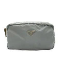 プラダ PRADA 三角プレート ポーチ ナイロン ブルーグレー /YM ■OH