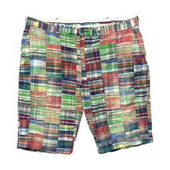 USA 古着 POLO Ralph Lauren ポロ バイ ラルフローレン パッチワーク マドラスチェック ショートパンツ ハーフパンツ W40 CE0385