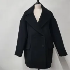 A.T.CORNER ウール90% オーバーサイズ ピーコート ブラック 55 66