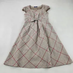バーバリーブルーレーベル　ワンピース　ノバチェック　パフスリーブ　リボン　ベージュ　38　M・L相当
