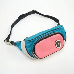 COACH コーチ ボディーバッグ レザー×ナイロン ピンク×ブルー×ホワイト C2047