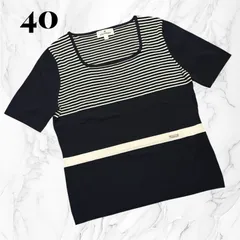 Courrèges クレージュ　ボーダー　トップス　L  サマー　ブラック　ホワイト