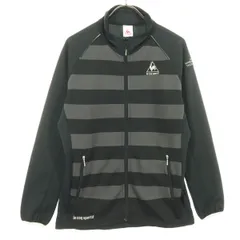 le coq sportif ルコックスポルティフ ボーダー柄 ワンポイントロゴ バイカラー 長袖 ハイネック ジップジャケット L ブラック系 メンズ 古着のサムネイル