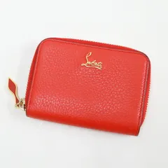 Christian Louboutin コインケース ラウンドファスナー レザー レッド×ゴールド金具