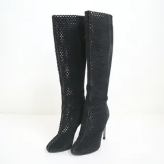 Sergio Rossi セルジオロッシ ロングブーツ ピンヒール ブラック スエード×レザー #37