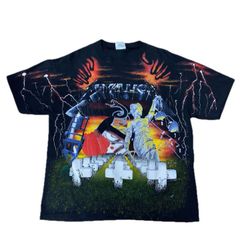 CACO バンド Tシャツ USA製 90s メタリカ オーバープリント 十字架 