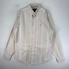 古着 ブルックスブラザーズ Brooks Brothers 長袖シャツ ボタンダウン ワンポイント L  ホワイト系 ストライプ メンズ