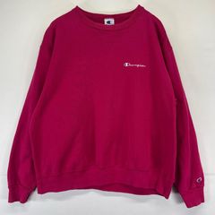 90sUSA製・前Vスウェットサーモンピンク／Champion 刺繍ロゴ 2XL