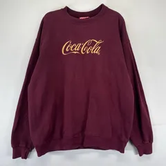 古着 USA製 スウェット 企業ロゴ 刺繍 コカコーラ トレーナー クルーネック  レッド系 メンズ