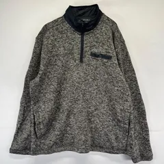 古着 エディー・バウアー Eddie Bauer ニット ハーフジップ ワンポイントロゴ刺繍 プルオーバー ポケット L  グレー系 メンズ