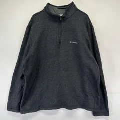古着 コロンビア Columbia ニット ハーフジップ ワンポイントロゴ刺繍 プルオーバー トレーナー XL  グレー系 メンズのサムネイル