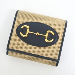GUCCI グッチ 2つ折り財布 ホースビット キャンバス×レザー×ゴールド金具 ベージュ×ネイビー 621891 584565