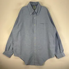 古着 80's/80年代 ヴィンテージ ブルックスブラザーズ Brooks Brothers 長袖シャツ ボタンダウン Makers USA製 L  ブルー系 無地 メンズ