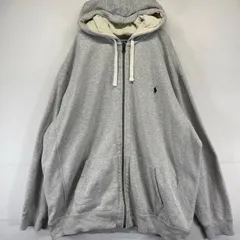 古着 ポロバイラルフローレン Polo by Ralph Lauren パーカー ワンポイントロゴ刺繍 フルジップ ヘヴィーウェイト T  グレー系 メンズ