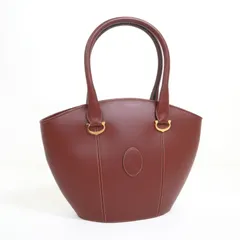 Cartier カルティエ ハンドバッグ マストライン レザー ボルドー×ゴールド金具