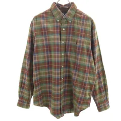 RALPH LAUREN ラルフローレン チェック柄 長袖 ボタンダウンシャツ L ブラウン メンズ 古着